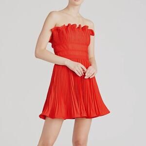 Amur Lorena Mini Dress Pleated Ruffle Pomegranate Special Occasion NEW Size 14